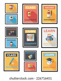 School poster flat banner design flat background set, eps10