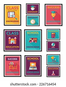 School poster flat banner design flat background set, eps10