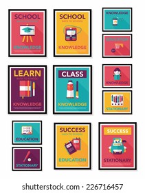 School poster flat banner design flat background set, eps10