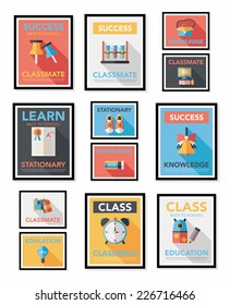 School poster flat banner design flat background set, eps10