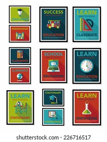 School poster flat banner design flat background set, eps10