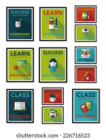 School poster flat banner design flat background set, eps10