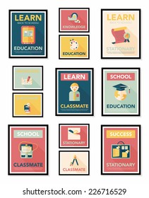 School poster flat banner design flat background set, eps10