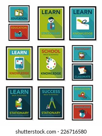 School poster flat banner design flat background set, eps10
