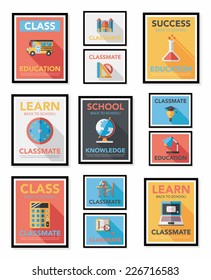 School poster flat banner design flat background set, eps10