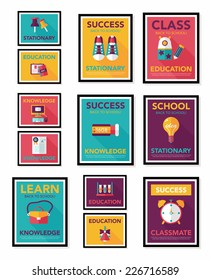 School poster flat banner design flat background set, eps10