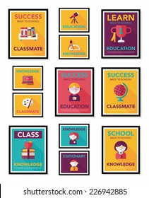 School poster flat banner design flat background set, eps10