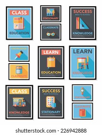 School poster flat banner design flat background set, eps10