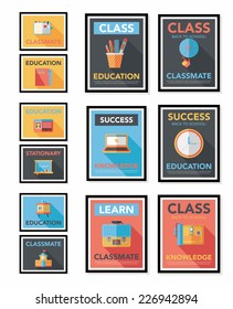 School poster flat banner design flat background set, eps10