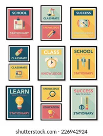 School poster flat banner design flat background set, eps10