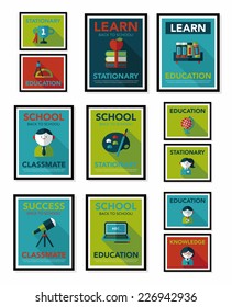 School poster flat banner design flat background set, eps10