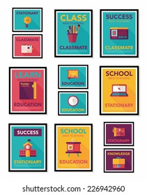 School poster flat banner design flat background set, eps10