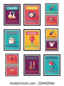 School poster flat banner design flat background set, eps10