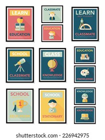 School poster flat banner design flat background set, eps10