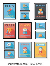 School poster flat banner design flat background set, eps10