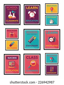 School poster flat banner design flat background set, eps10
