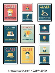School poster flat banner design flat background set, eps10