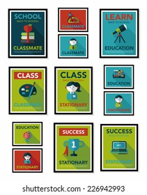 School poster flat banner design flat background set, eps10