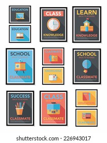 School poster flat banner design flat background set, eps10