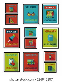 School poster flat banner design flat background set, eps10