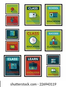 School poster flat banner design flat background set, eps10
