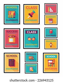 School poster flat banner design flat background set, eps10