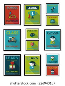 School poster flat banner design flat background set, eps10