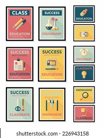 School poster flat banner design flat background set, eps10