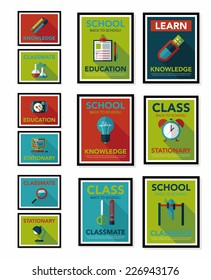 School poster flat banner design flat background set, eps10