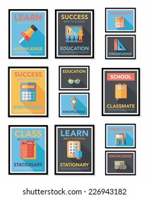 School poster flat banner design flat background set, eps10