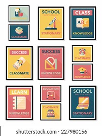 School poster flat banner design flat background set, eps10