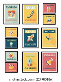 School poster flat banner design flat background set, eps10