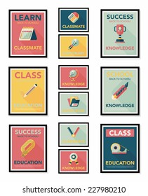 School poster flat banner design flat background set, eps10