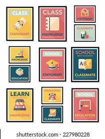 School poster flat banner design flat background set, eps10