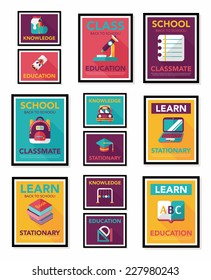 School poster flat banner design flat background set, eps10