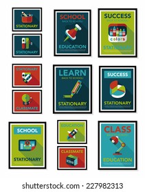 School poster flat banner design flat background set, eps10