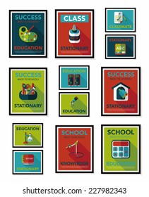 School poster flat banner design flat background set, eps10