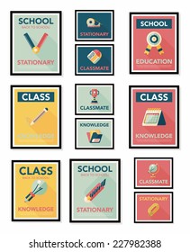 School poster flat banner design flat background set, eps10