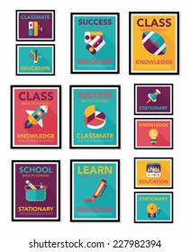 School poster flat banner design flat background set, eps10