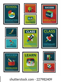 School poster flat banner design flat background set, eps10
