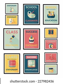 School poster flat banner design flat background set, eps10