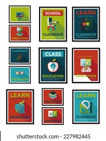 School poster flat banner design flat background set, eps10