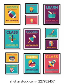 School poster flat banner design flat background set, eps10