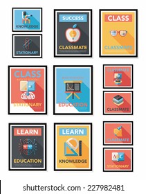 School poster flat banner design flat background set, eps10