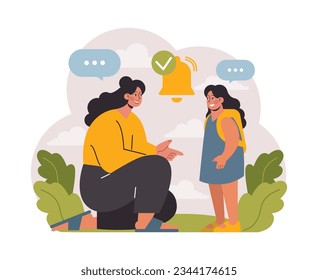 School preparation. School kids with parents prepare for studying. Characters buying new clothes, textbooks and stationery. Elementary education, back to school idea. Flat vector illustration