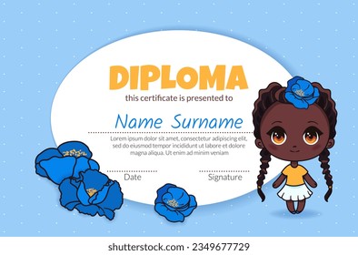 School and preschool diploma certificate for kids.