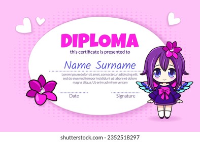 School and preschool diploma certificate for kids.