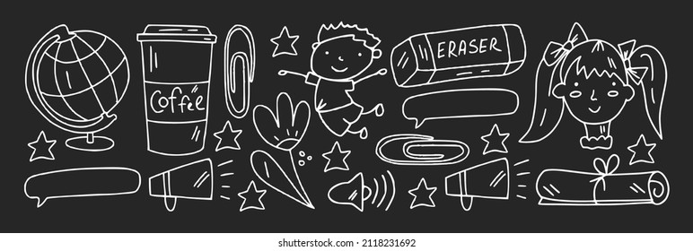 School, preschool, education. Creativity and imagination. Little children online education, e-learning.