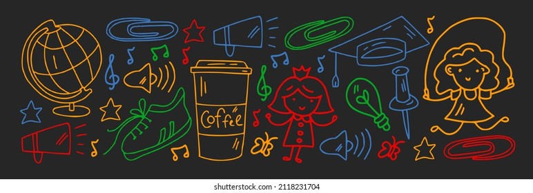 School, preschool, education. Creativity and imagination. Little children online education, e-learning.
