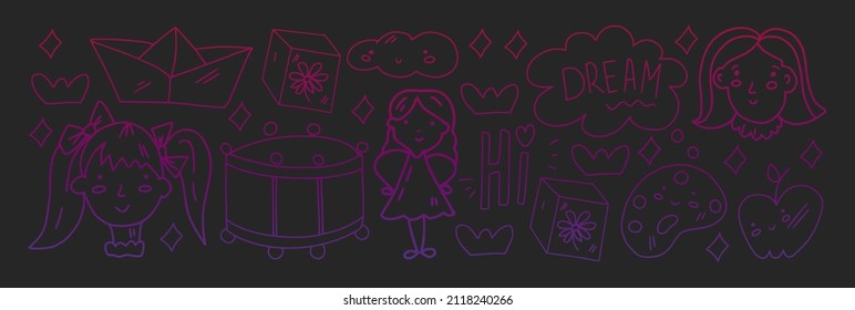 School, preschool, education. Creativity and imagination. Little children online education, e-learning.